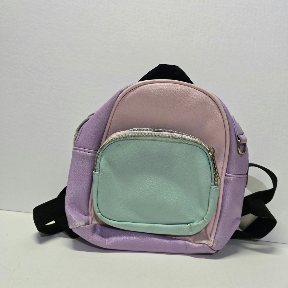 Icing Mini Backpack Pastel Colorblock Purple Pink Mint Faux Leather Y2K Bag